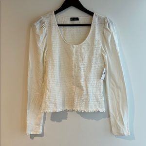 Gap long sleeve ruched top. Ivory/crème.